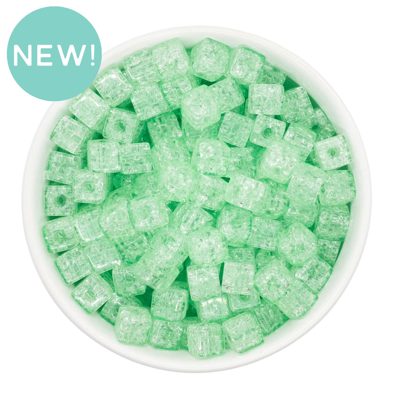Pistachio Crackle Square Beads 8mm (Package of Approx. 35 Beads)