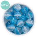 Turquoise & Clear Shimmer Duo w/Silver Foil Beads 20mm (Package of 10)
