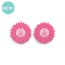 3-D Flower with Pink Ribbon Center Silicone Focal Bead 26x26x12mm (Package of 2)