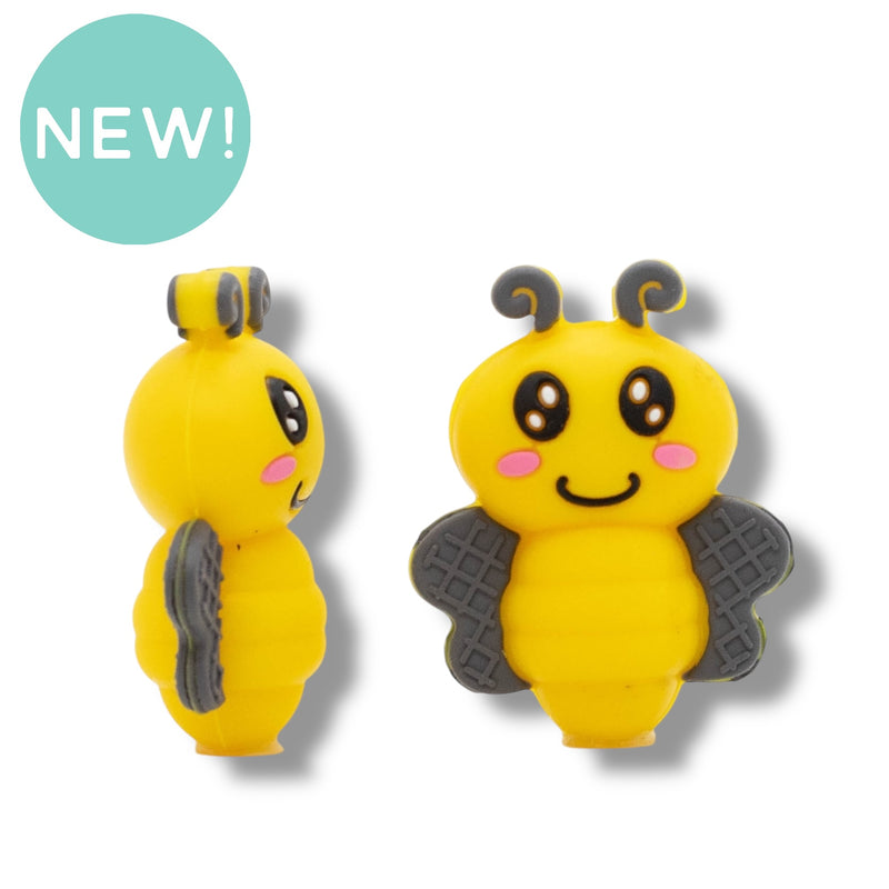 3-D Bee Silicone Focal Bead 36x29x15mm (Package of 2)