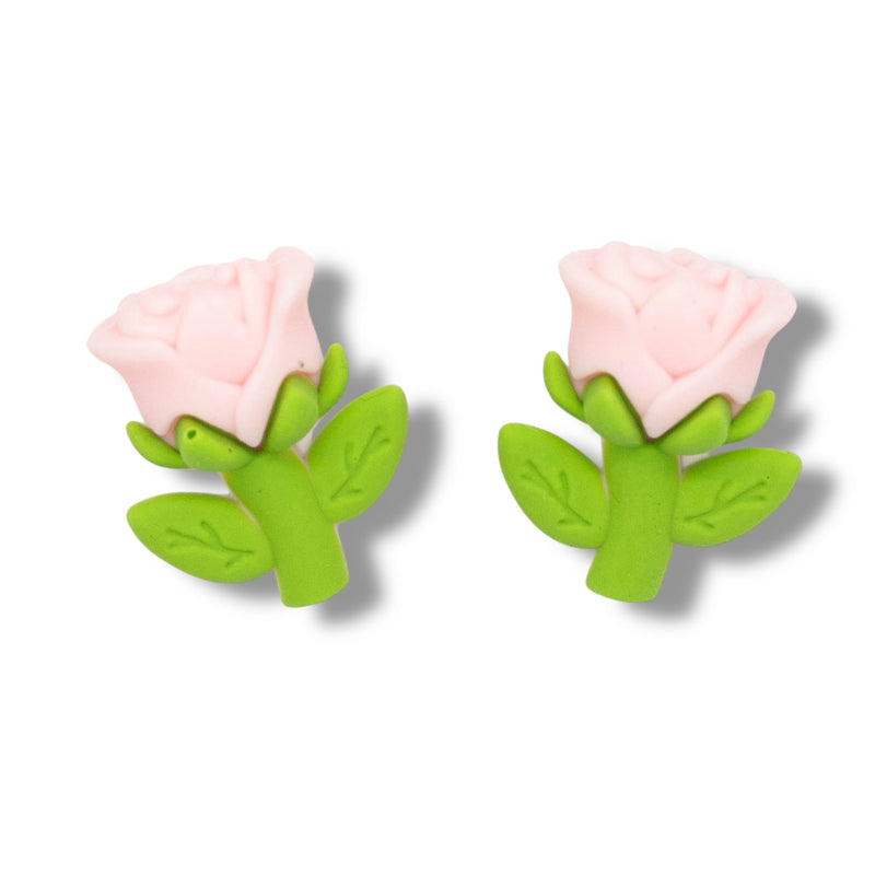 3-D Barely Pink Rose Silicone Focal Bead 24x21x13mm (Package of 2)