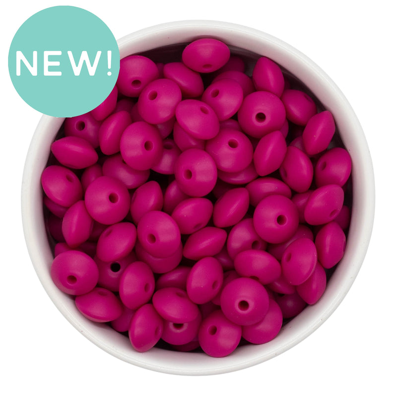 Magenta Silicone Lentil Beads 7x12mm (Package of 20)