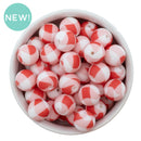 Red & White Plaid Silicone Beads 15mm (Package of 10)