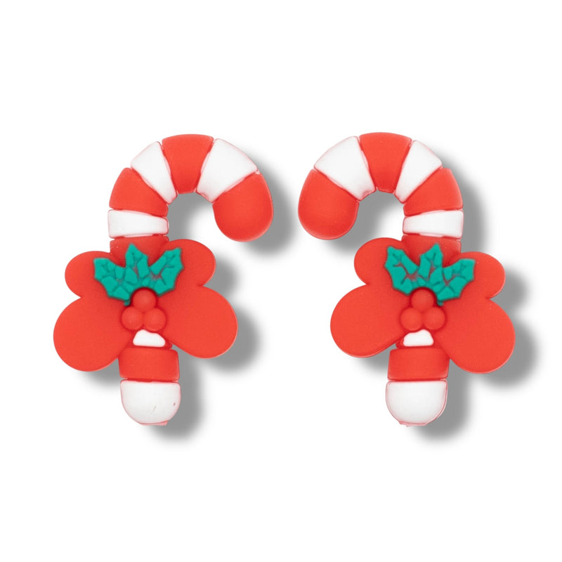 3-D Candy Cane Silicone Focal Bead 33x22x11mm (Package of 2)