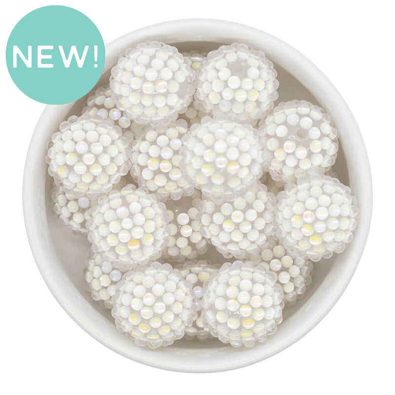 White Pebbled Illusion Rhinestone Beads 20mm (Package of 5)
