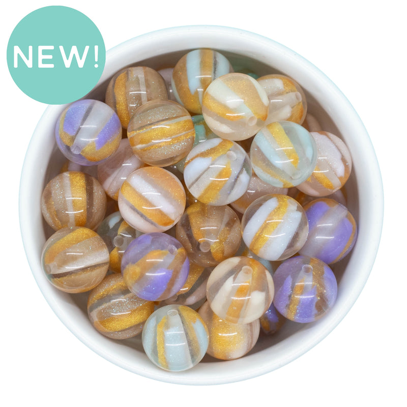 Pastel & Gold Glitz Vertical Stripe Variety Pack Beads 16mm (Package of 10)