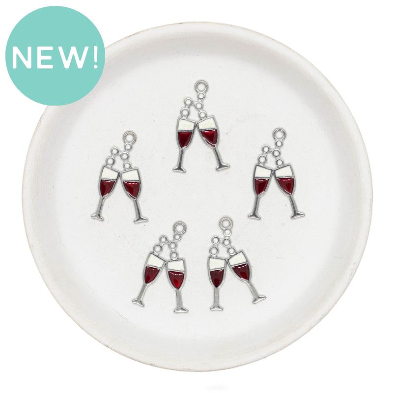 Wine Glasses Toasting Charm 13x25mm (Package of 5)