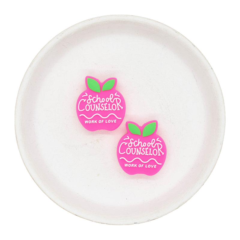 School Counselor Work of Love Silicone Focal Bead 28x25mm (Package of 2)