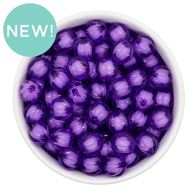 Violet Translucent Pumpkin White Core Beads 12mm (Package of 20)