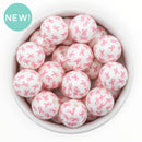 Pink Ribbon Print Beads 20mm (Package of 10)