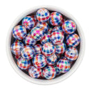 Iridescent Red, White & Blue Gingham Beads 16mm (Package of 10)