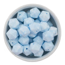 Light Blue Marble Hexagon Silicone Beads 16mm - Point Top (Package of 5)