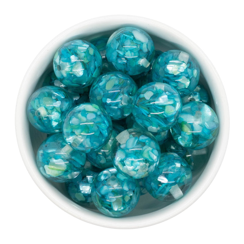 Teal Shades Suspended Crushed Shell Beads 20mm (Package of 5)
