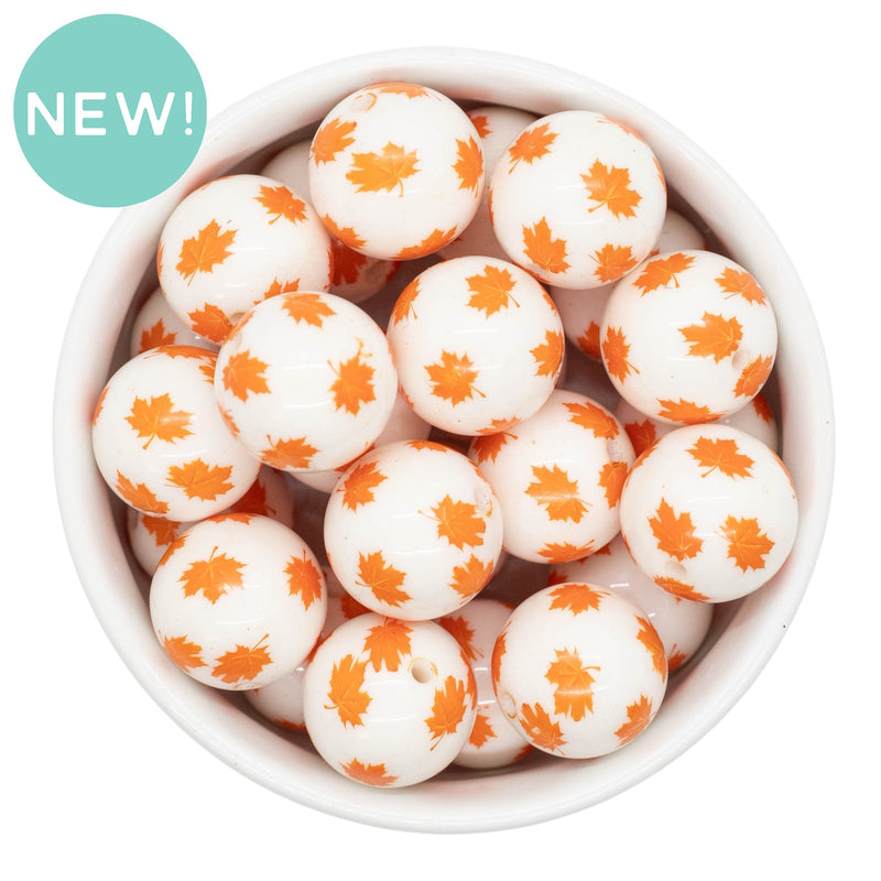 Maple Leaf Printed Beads 20mm (Package of 10)