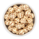 Cream w/Cinnamon Printed Silicone Beads 15mm (Package of 10)