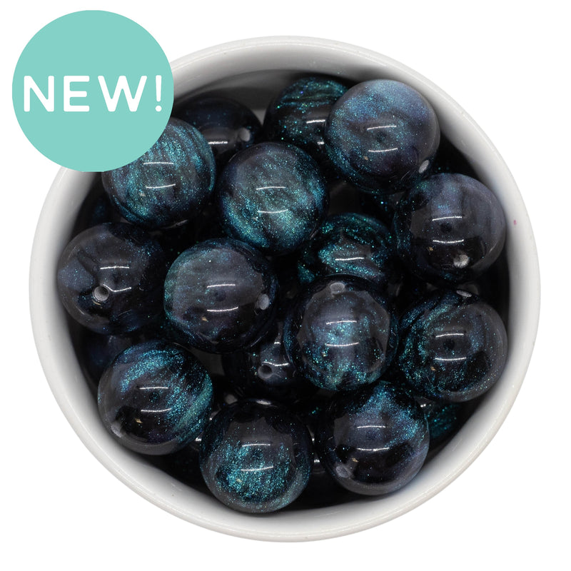 Midnight Cosmic Glitter Beads 20mm (Package of 10)