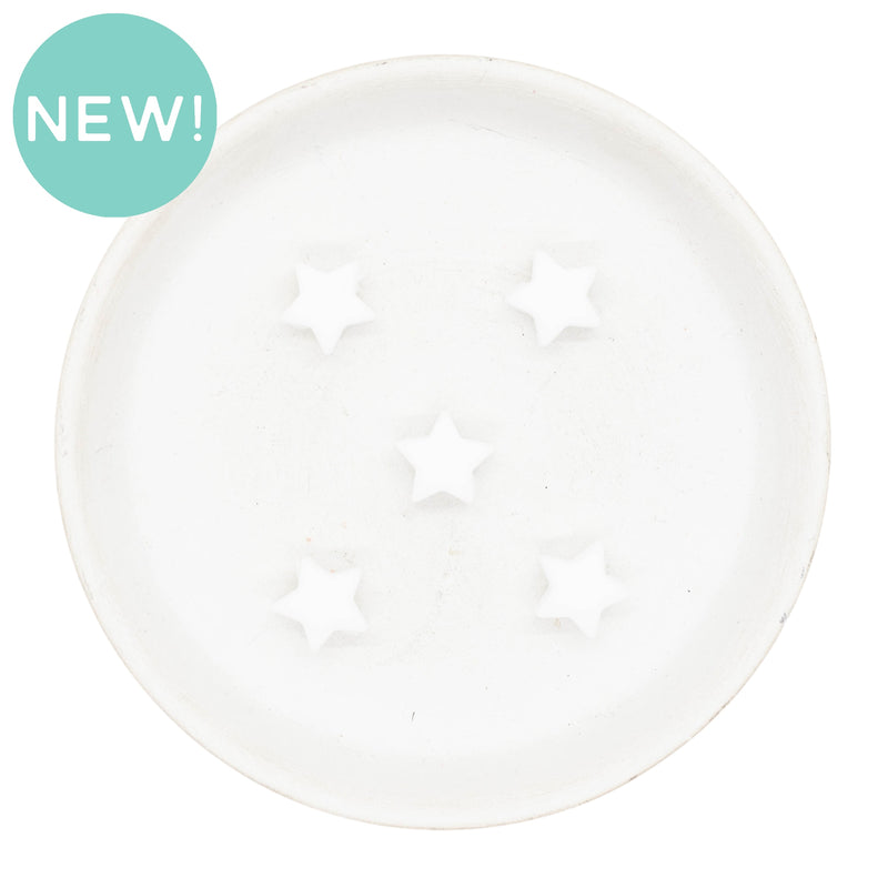 Pure White Star Silicone Beads 13mm (Package of 5)