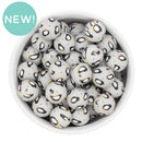 Penguin Printed Silicone Beads 15mm (Package of 10)