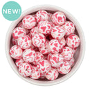 Shades of Pink Hearts Printed Silicone Beads 15mm (Package of 10)
