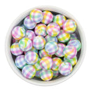 Pastel Gingham Printed Silicone Beads 15mm (Package of 10)