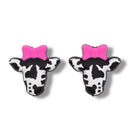 3-D Cow w/Pink Bow Silicone Focal Bead 29x30x15mm (Package of 2)