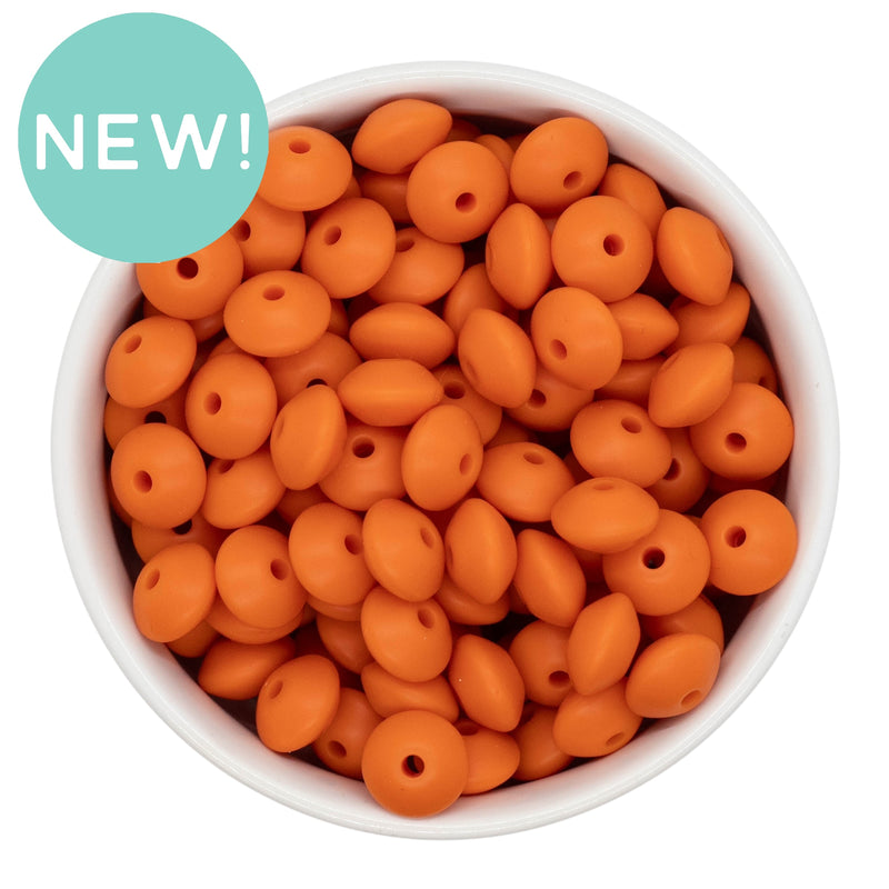 Pumpkin Silicone Lentil Beads 7x12mm (Package of 20)