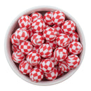 Red Check Silicone Beads 15mm (Package of 10)