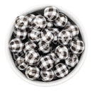 Black & White Plaid Beads 16mm (Package of 10)