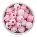 Pink Marbled Pumpkin XL Hole Beads 18mm (Package of 10)