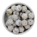 Taupe Marble Hexagon Silicone Beads 16mm - Point Top (Package of 5)