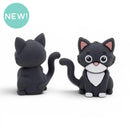 3-D Grey Cat Silicone Focal Bead 31x14x28mm (Package of 2)