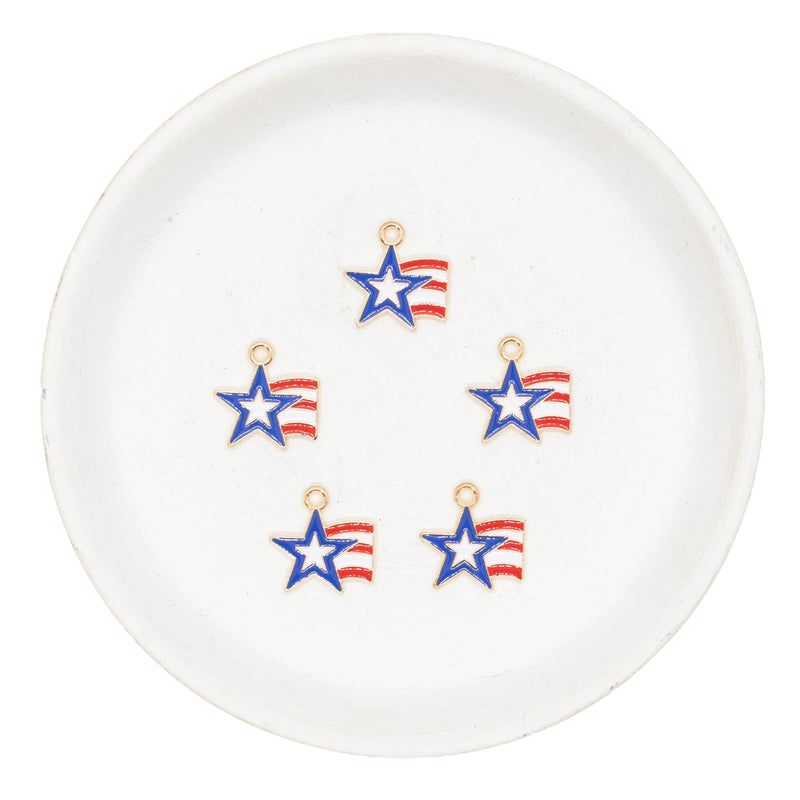 Patriotic Shooting Star Enamel Charm 16mm (Package of 5)