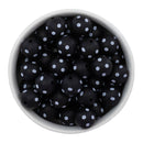 Black w/White Polka Dot Printed Silicone Beads 15mm (Package of 10)