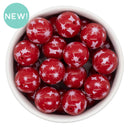 Red & White Firework Overlay Printed Beads 20mm (Package of 10)