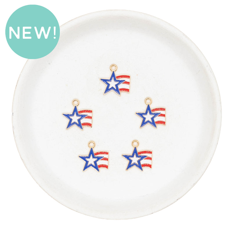 Patriotic Shooting Star Enamel Charm 16mm (Package of 5)