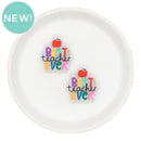 Bold Best Teacher Ever Glitter Silicone Focal Bead 28mm (Package of 2)