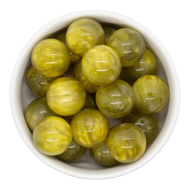 Olive Green Pearly Luster Beads 20mm (Package of 10)