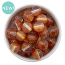 Orange & Multicolor Shimmery Stripe Beads 16mm (Package of 10)