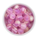 Transparent w/Double Color Glitter Barely Pink and Thistle Beads 16mm (Package of 10)
