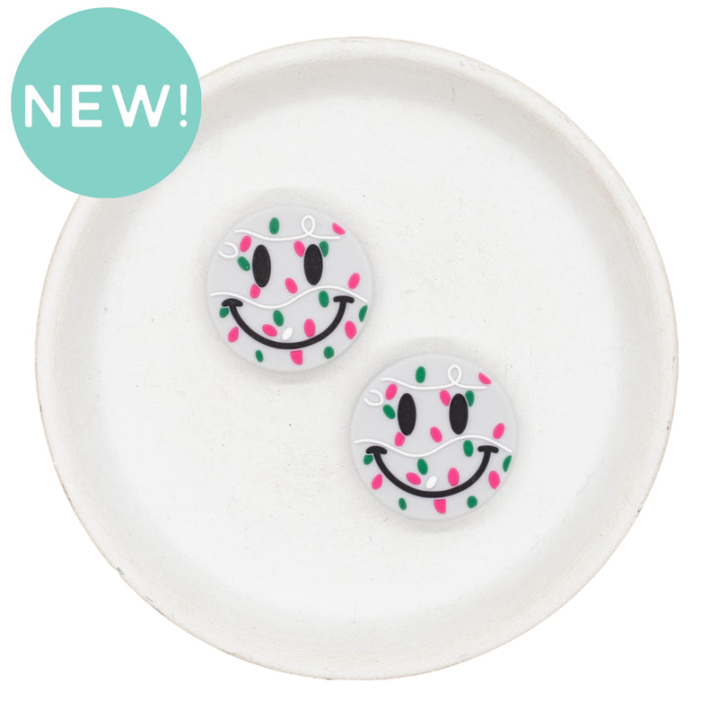Smiley Face Christmas Lights Silicone Focal Bead 27mm (Package of 2)