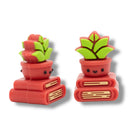 3-D Potted Plant on Book Stack Silicone Focal Bead 19x20x29mm (Package of 2)