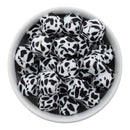 Cow Printed Hexagon Silicone Beads 14mm (Package of 5)