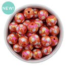 Orange Iridescent Printed Polka Dot Beads 16mm (Package of 10)