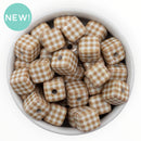 Latte Gingham Square Beads 14mm Square, 16mm Diagonal (Package of 10)