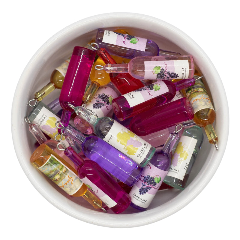 Resin Wine Bottle Jumbo Charm 40x10mm (Package of 1 - Random Color/Label)