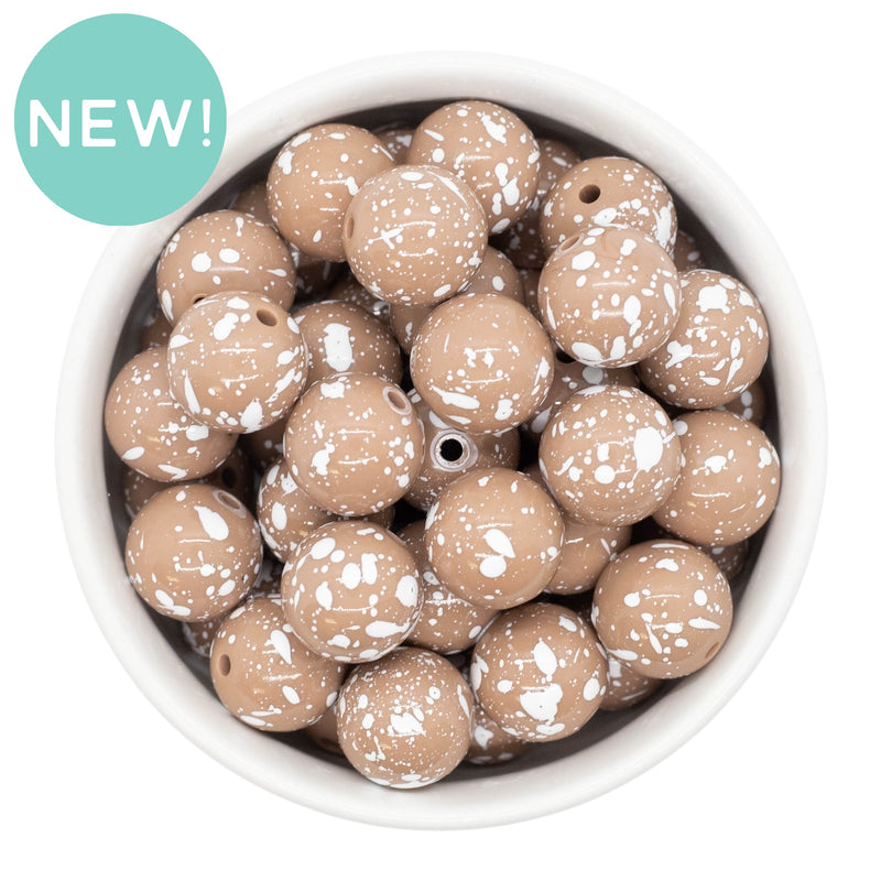 Sand w/White Splatter Beads 16mm (Package of 10)