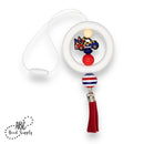 Red, White and Blue Stripe Beads 20mm (Package of 10)