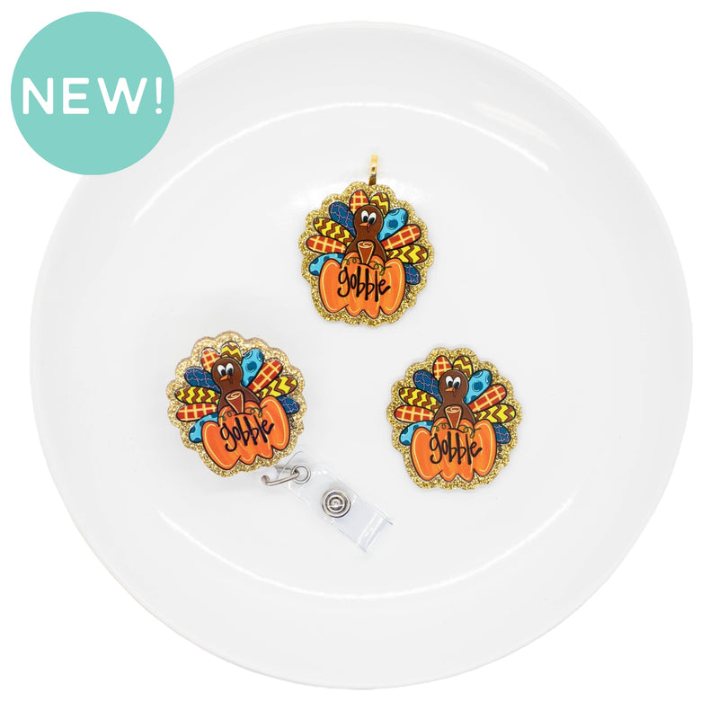Gobble Turkey in Pumpkin Acrylic Accent 44x42mm (Package of 1)