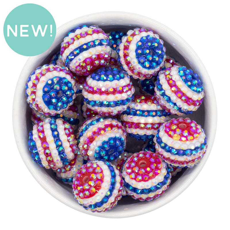 Patriotic Stripe Rhinestone Beads 22x20mm (Package of 10)