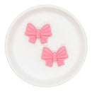 3-D Pink Glitter Bow Silicone Focal Bead 26x34x10mm (Package of 2)